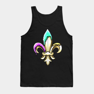 Golden fleur de lis with purple green and golden colored tips. Tank Top
